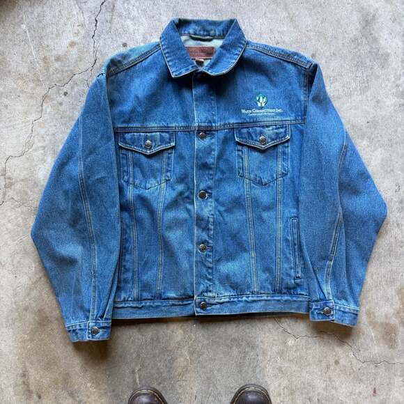Port Authority Other - Port Authority Blue Denim Trucker Jacket with Waste Connections Inc. Logo, Size